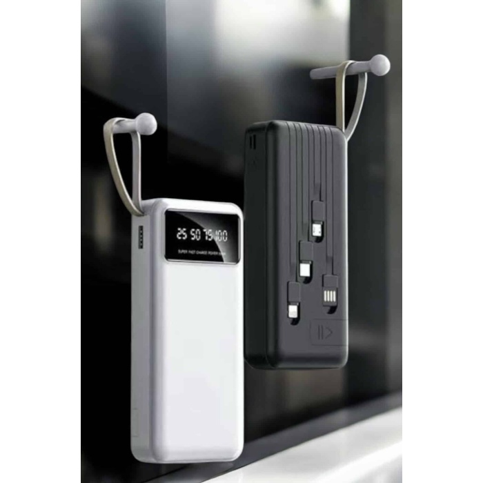20.000 Mah Led Işıklı LCD Ekran USB Girişli Type-C Lightning Powerbank - Lisinya