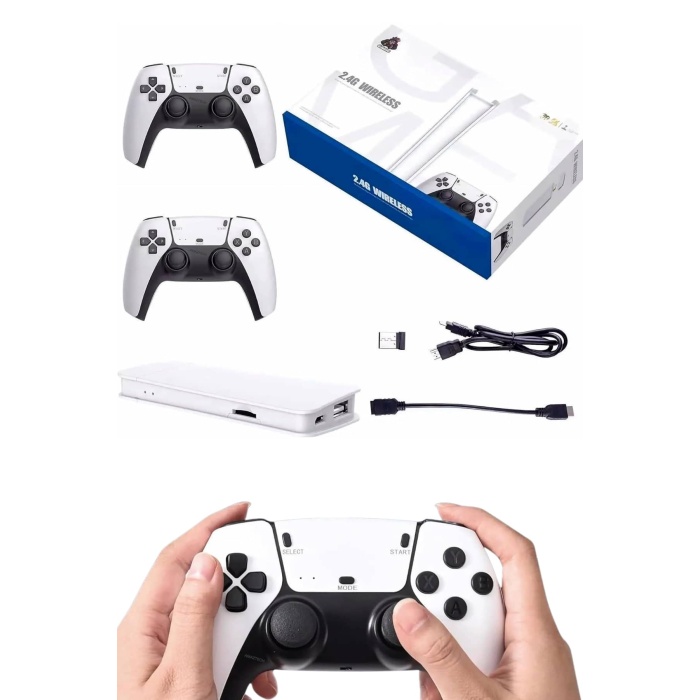 3D Çift Oyun Kollu 4K HD Ekran Nostaljik 20.000 Oyunlu Beyaz Game Box - Lisinya