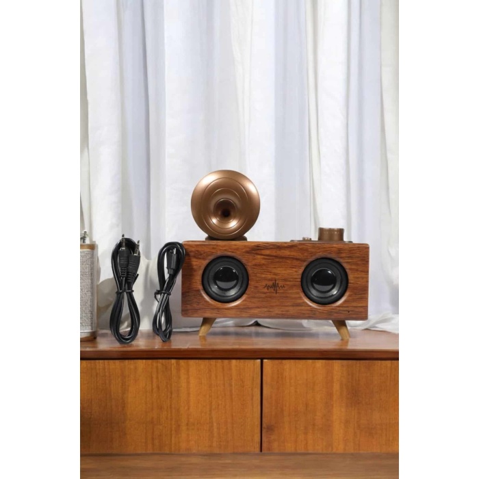 Bluetooth Hoparlör Ahşap Klasik Retro Gramofon Bluetooth Müzik Kutusu - Lisinya