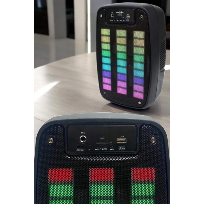 Bluetooth Hoparlör RGB Işıklı USB SD Kart Girişli Taşınabilir - Lisinya