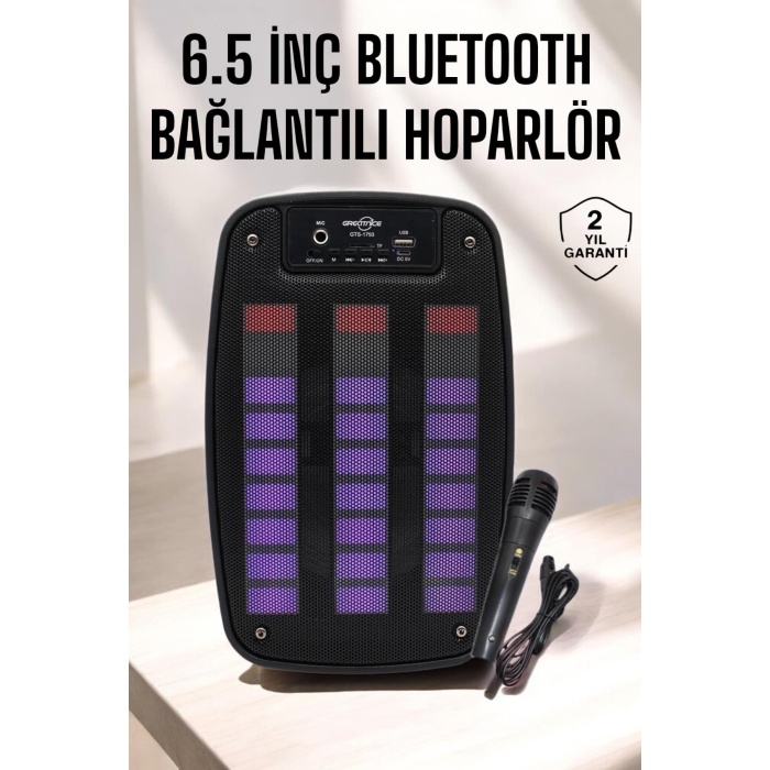 Bluetooth Hoparlör RGB Işıklı USB SD Kart Girişli Taşınabilir - Lisinya