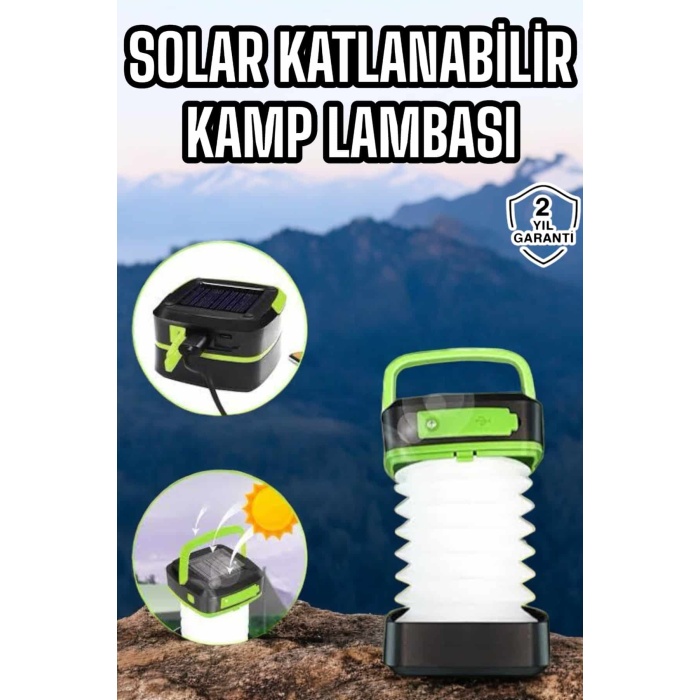 Güneş Enerjili Led Lamba Kamp Lambası Katlanabilir Lamba USB Şarjlı - Lisinya