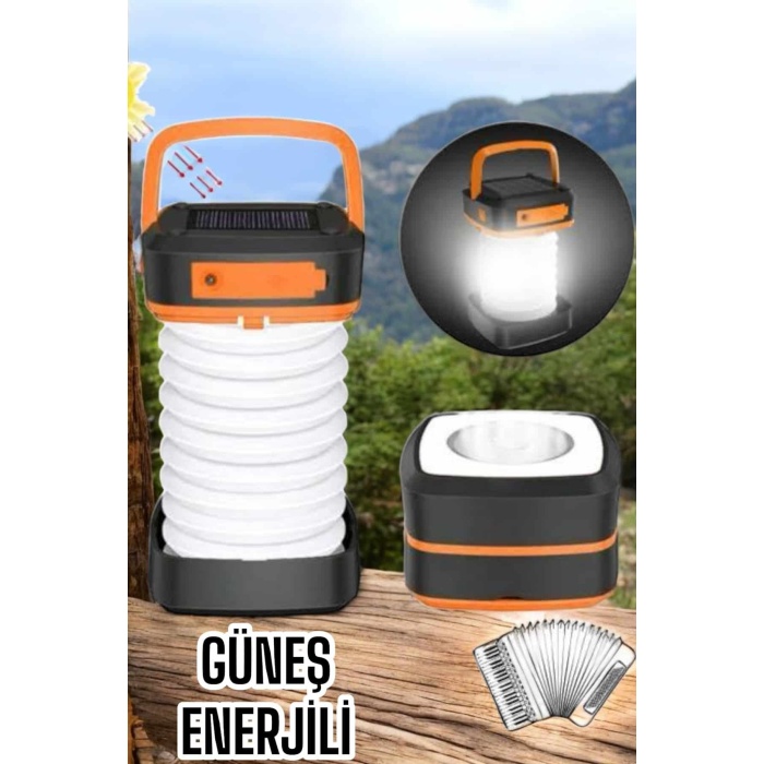 Güneş Enerjili Led Lamba Kamp Lambası Katlanabilir Lamba USB Şarjlı - Lisinya