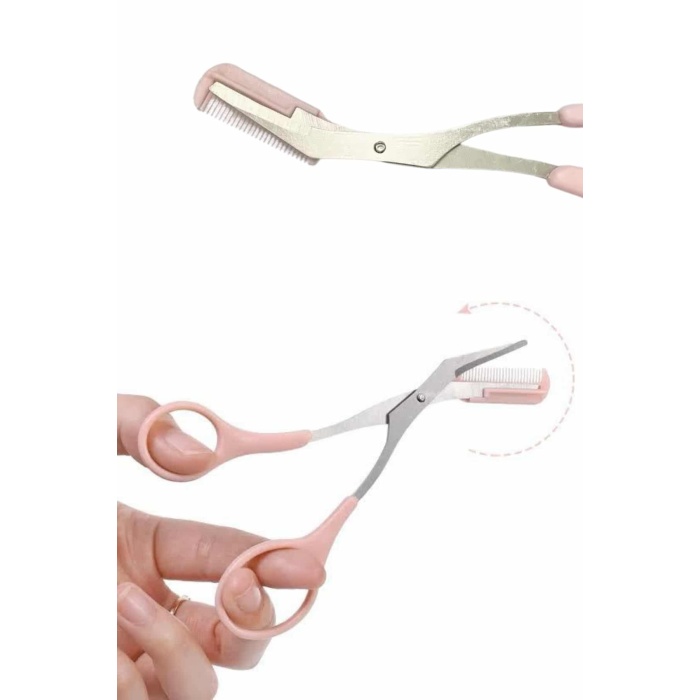 Kavisli Kaş Düzeltici Seti Kaş Makası ve Kaş Usturası Paslanmaz Çelik Bıçaklı - Lisinya