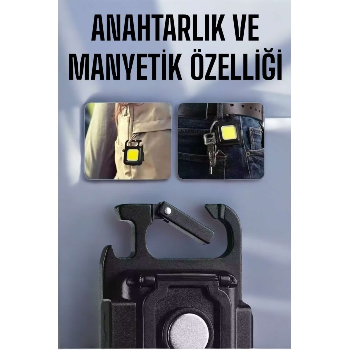 Anahtarlık Çok Amaçlı Mıknatıslı Taşınabilir Işık Led Şarjlı - Lisinya