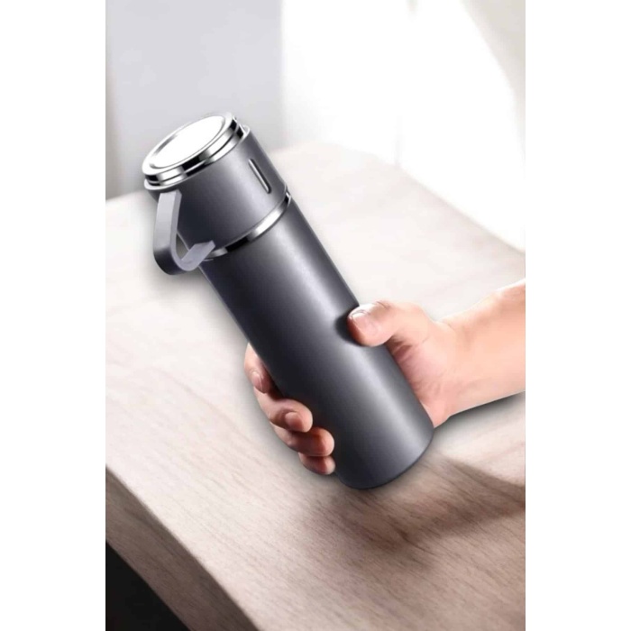 Şık ve Dayanıklı 3 Bardaklı Termos Seti Uzun Süre Isı Koruma Özellikli - Lisinya