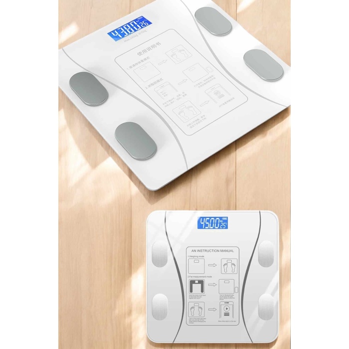 Akıllı Tartı Dijital Baskül Yağ Su Kas Vücut Kitle Kilo Ölçer Tartı - Lisinya