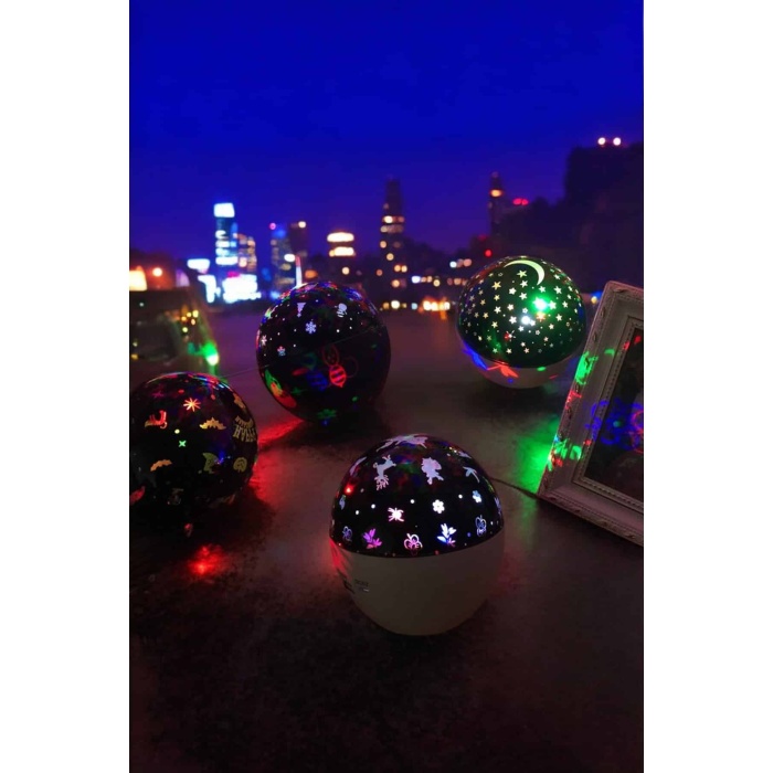 Gece Lambası Projeksiyon Görünümlü Şarjlı Yıldızlı Yuvarlak - Lisinya