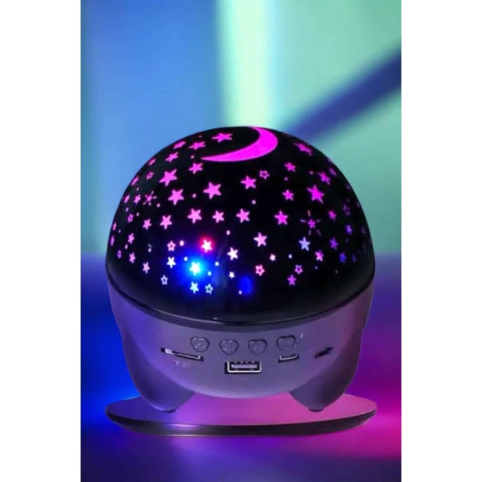 Gece Lambası Projeksiyon Görünümlü Şarjlı Yıldızlı Yuvarlak - Lisinya