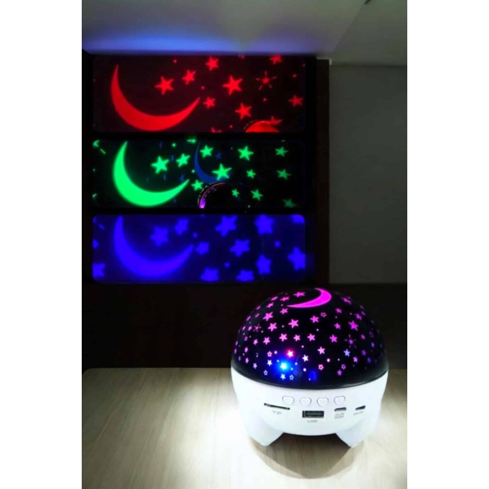 Gece Lambası Projeksiyon Görünümlü Şarjlı Yıldızlı Yuvarlak - Lisinya