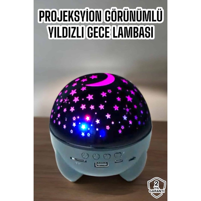 Yıldız Yansıtmalı Projeksiyon Gece Lambası Şarjlı Taşınabilir - Lisinya