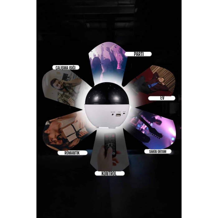 Yıldız Yansıtmalı Projeksiyon Gece Lambası Şarjlı Taşınabilir - Lisinya