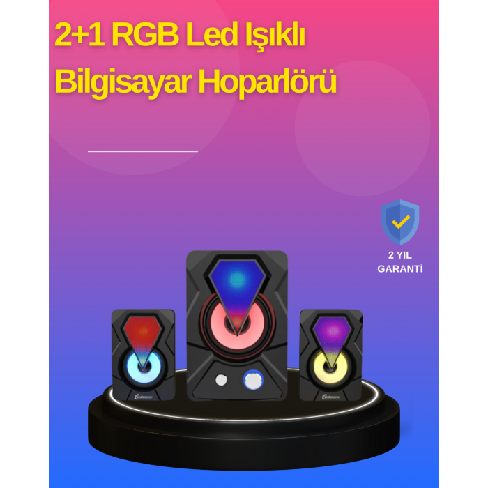 2.1 Kanal RGB LED Oyun Hoparlörü Subwoofer Destekli - Lisinya
