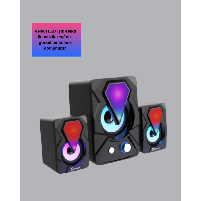 2.1 Kanal RGB LED Oyun Hoparlörü Subwoofer Destekli - Lisinya
