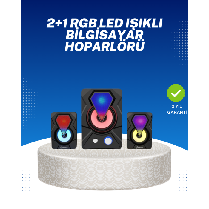 RGB Işıklı USB Hoparlör Seti 9W Çıkış Gücü Derin Bas - Lisinya