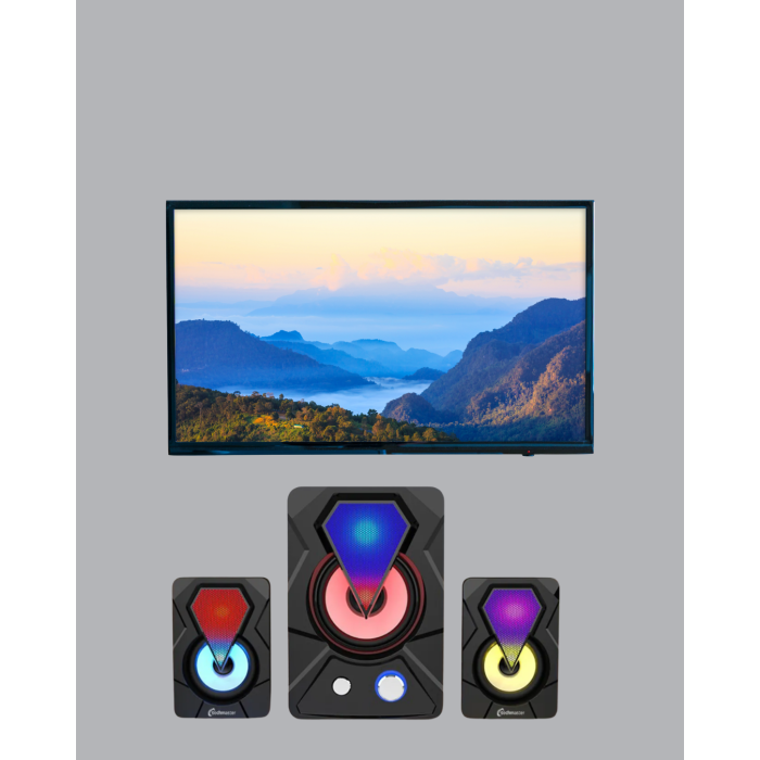 USB Bağlantılı RGB 2.1 Hoparlör Seti Derin Bas ve Renkli Işık - Lisinya