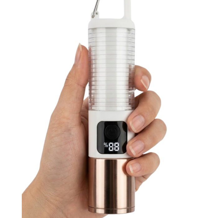 USB Şarjlı Kamp Feneri Çift Işık Kaynağı 500 Lümen Güç Ekranlı Taşınabilir LED Aydınlatma - Lisinya