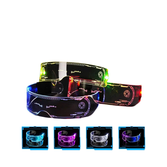 LED Işıklı Rave Gözlüğü 7 Renk 5 Işık Modu Futuristik Tasarım - Lisinya