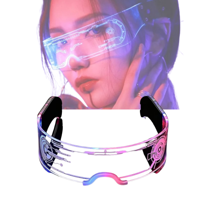 LED Işıklı Rave Gözlüğü 7 Renk 5 Işık Modu Futuristik Tasarım - Lisinya