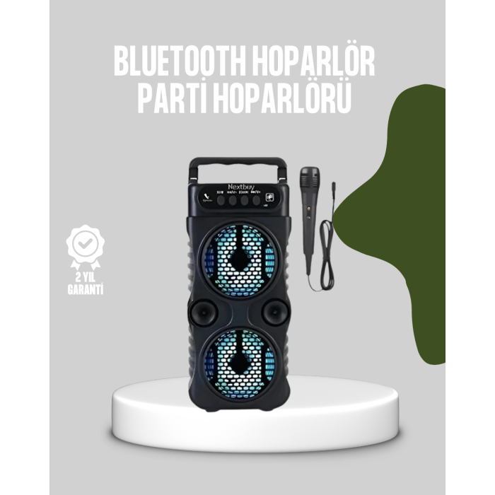 Bluetooth Bağlantılı LED Işıklı Taşınabilir Hoparlör – 1200 mAh Şarjlı, FM Radyolu - Lisinya