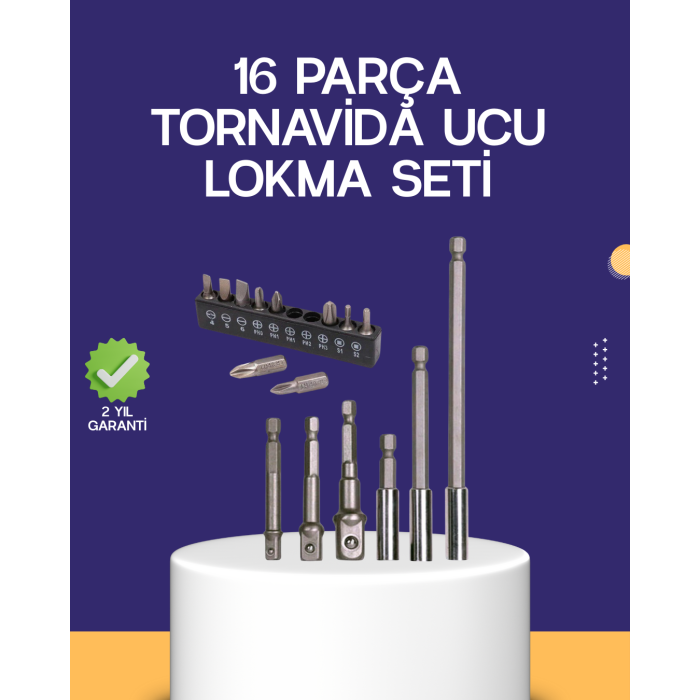 16 Parça Bits ve Adaptör Seti Vidalama Tamir Bakım Seti - Lisinya