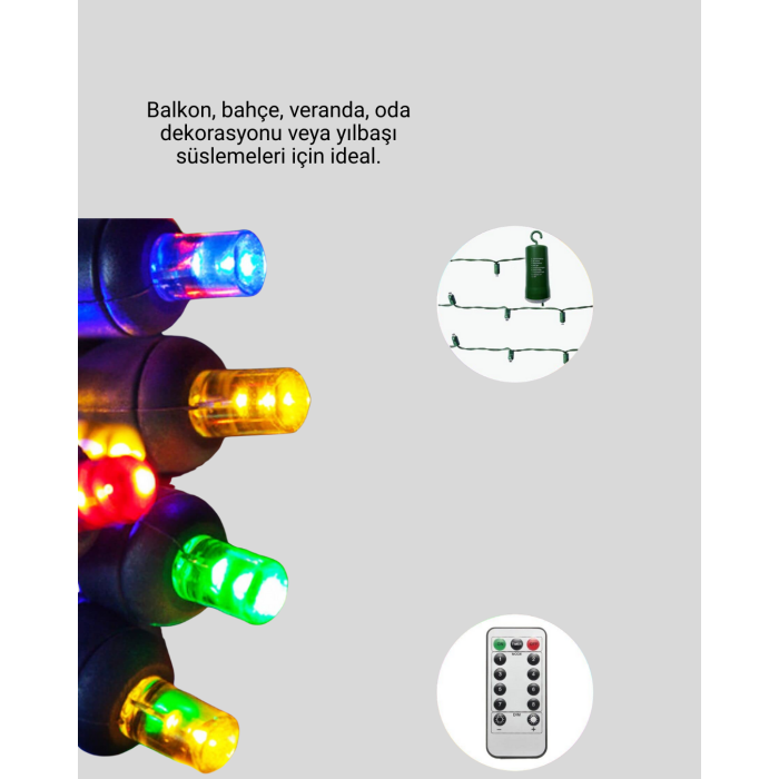 2x2 Metre Pil ile Çalışan Perde LED Işık – 8 Modlu Dekoratif - Lisinya