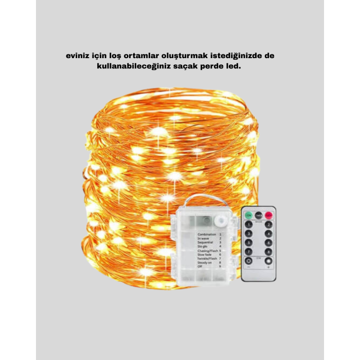 8 Fonksiyonlu Uzaktan Kumandalı Günışığı Perde Peri Led Dekoratif Işık - Lisinya