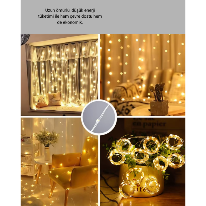 3x3 Metre Perde LED Işık – Parti ve Bahçe Dekorasyonu - Lisinya