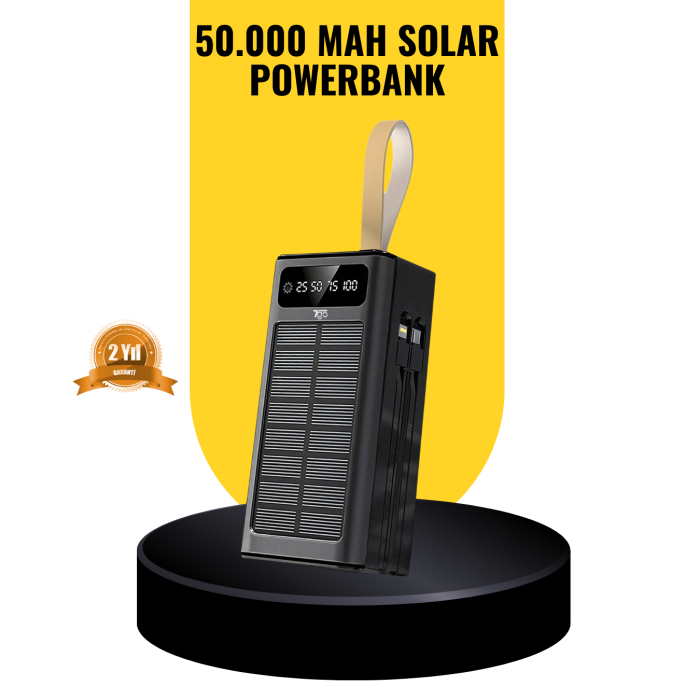 Taşınabilir Güneş Panelli Powerbank Çoklu Cihaz Şarj Destekli - Lisinya