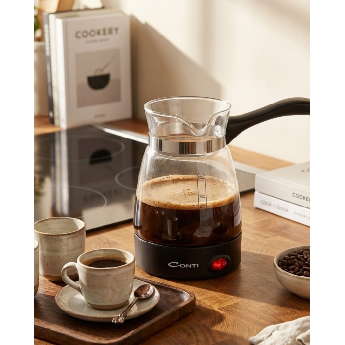 Cam Kahve Makinesi 650W 0.5 Litre 5 Fincan Kapasiteli Elektrikli Türk Kahvesi Makinesi - Lisinya