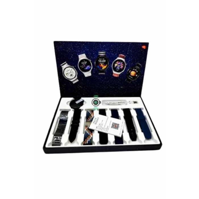 Unısex Yuvarlak Ekranlı 7 Kordonlu Akıllı Saat GPS Destekli Çoklu Kordon Seçeneği - Lisinya