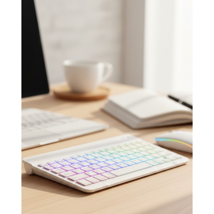 Çoklu Cihaz Uyumlu Kablosuz Klavye Mouse Seti Aydınlatmalı - Lisinya