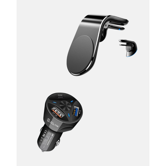 Araç İçi Telefon Tutucu + Quick Charge 3.0 Araç Şarj Cihazı Seti - Lisinya