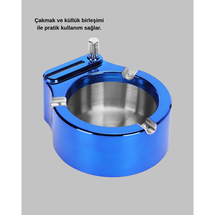 Metal Küllük ve Çakmak Seti Yuvarlak Modern Tasarım - Lisinya