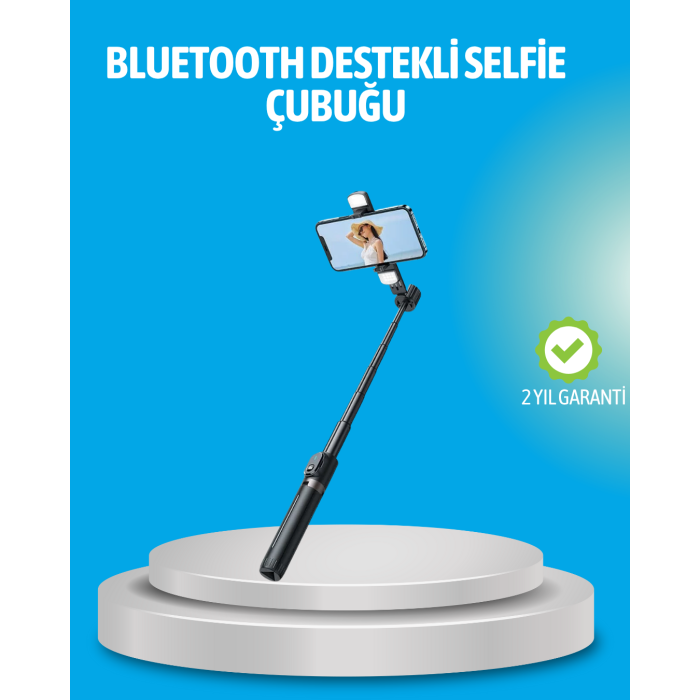 Bluetooth Işıklı Uzaktan Kumandalı Selfie Çubuğu – 130 cm Yükseklik - Lisinya