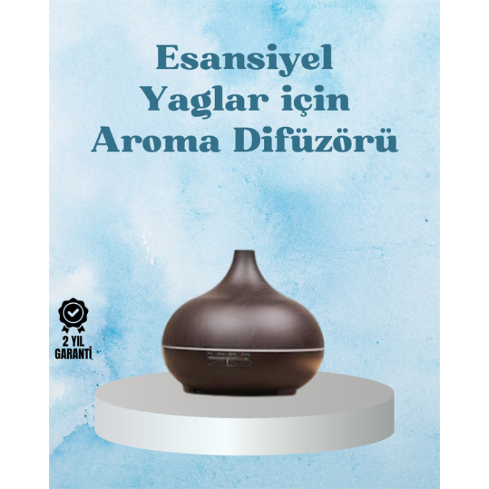 Sessiz Çalışan Aromaterapi Difüzörü – 4 Zaman Ayarlı, 7 Renkli Işık Seçeneği - Lisinya
