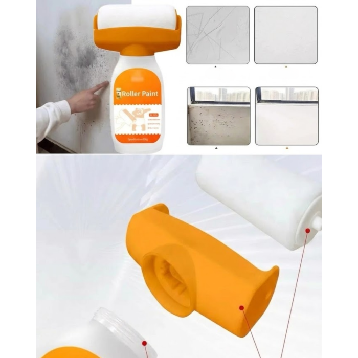 Duvar Rötuş Boya Rulosu 2si 1 Arada Hazneli Hızlı Kuruyan Yama Fırçası - Lisinya