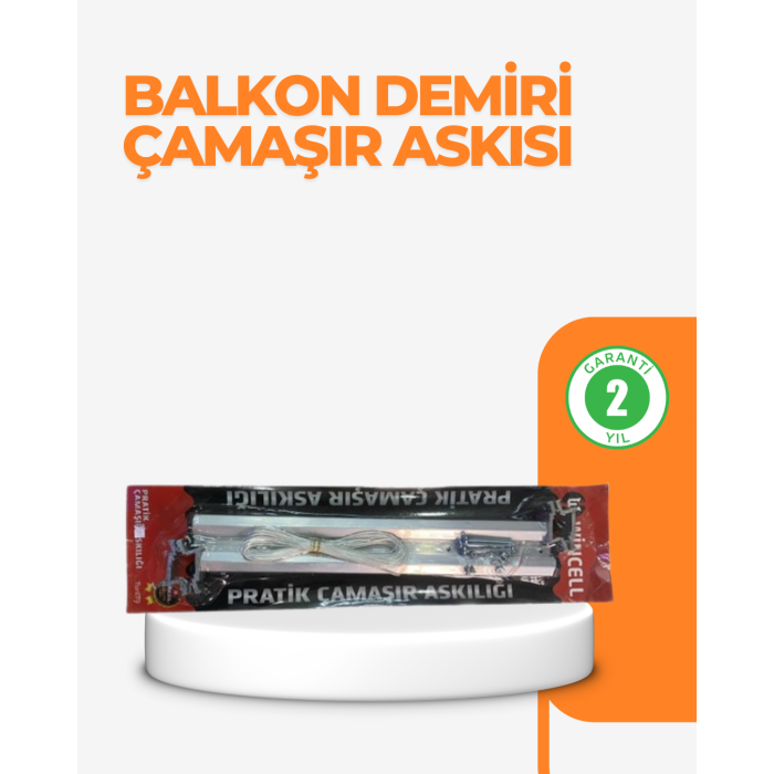 25x60 cm Çamaşır Askılığı Kare Balkon Demiri İçin Dayanıklı Tasarım - Lisinya