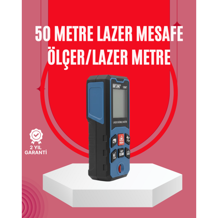 50 Metre Lazer Ölçüm Cihazı Alan ve Mesafe Hesaplama - Lisinya
