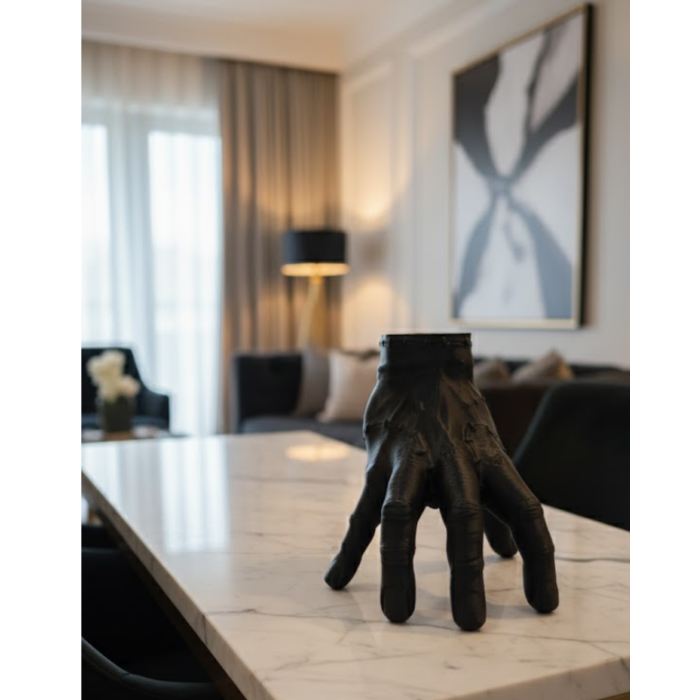 3D Siyah El Heykeli 17x16 cm Raf ve Masa Üstü Dekor - Lisinya