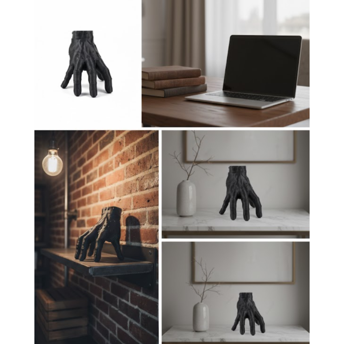 3D Siyah El Dekoratif Biblo 17x16 cm Modern ve Şık Tasarım - Lisinya