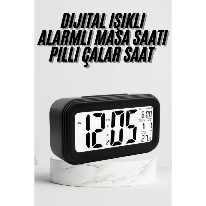 Dijital Masa Saati Termometre Takvim Led Ekran Pilli Ev Ofis Masası - Lisinya