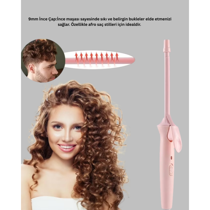 9mm İnce Bukle Maşası Afro ve Sık Bukleler İçin Uygun - Lisinya