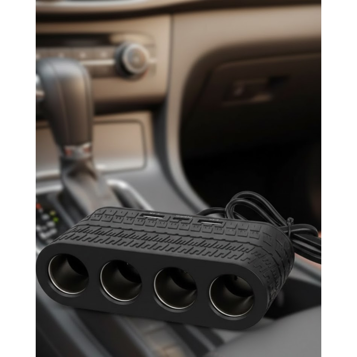 4 Çakmak Girişli Araç Çoklayıcı Type C ve USB Destekli Güvenli Güç Dağıtıcı - Lisinya