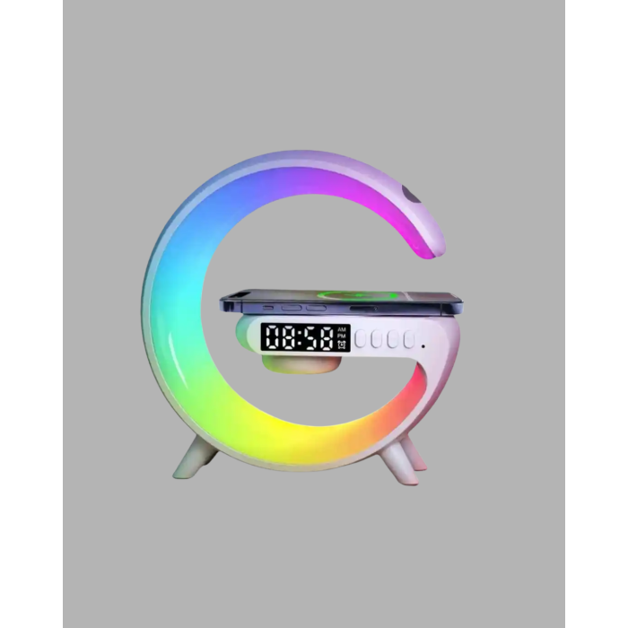 Bluetooth Hoparlörlü RGB Atmosfer Lambası Kablosuz Şarj ve Saat Özellikli - Lisinya