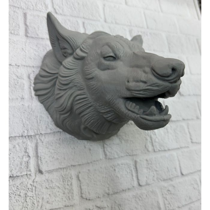 Gri Kurt Duvar Dekoru Asılabilir Dekoratif Heykel Tasarım - Lisinya