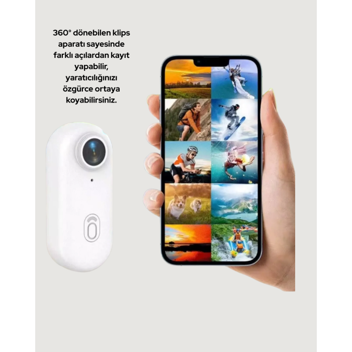 360° Klipsli Manyetik Spor Kamera Yüksek Çözünürlük - Lisinya