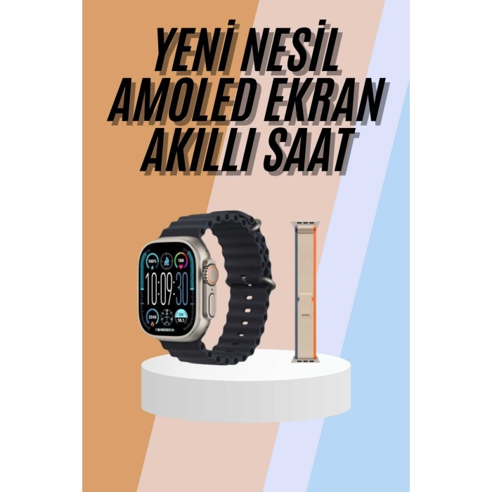 49mm Akıllı Saat Amoled Ekranlı Kadın Erkek Kol Saati Plastik Kordon - Lisinya