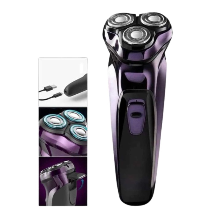 3 Bıçaklı Döner Başlıklı Sakal Sıfır Alma Tıraş Makinesi Profesyonel Paslanmaz Çelik - Lisinya