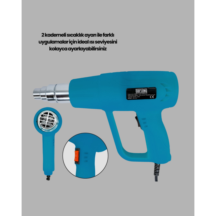 Endüstriyel 2000W Isı Tabancası Plastik Boru Lehim Boya Çıkarma - Lisinya